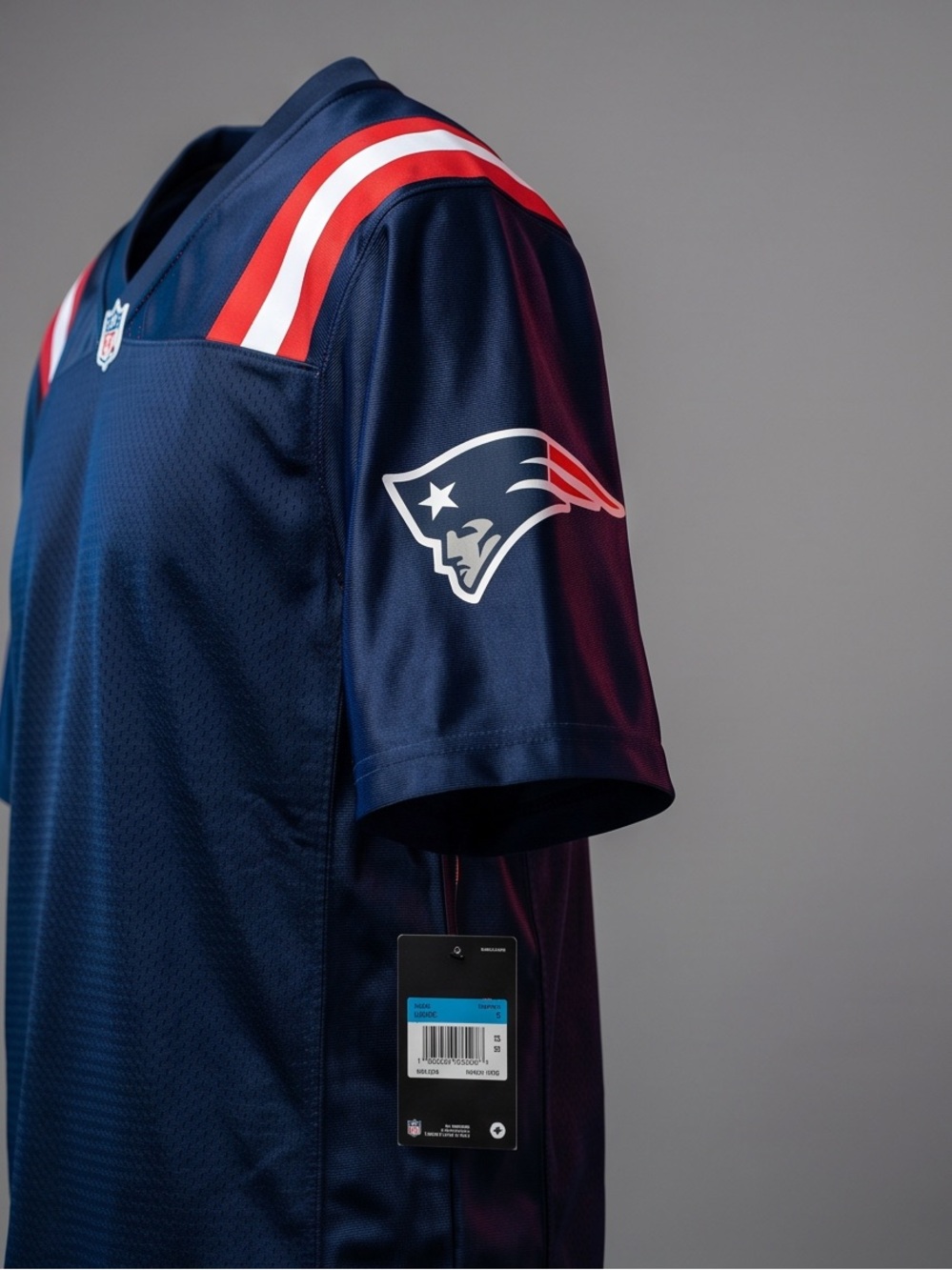 NFL Navy Football Jersey with Red & White Shoulder Stripes - Patriots Style - Picture 5 of 5